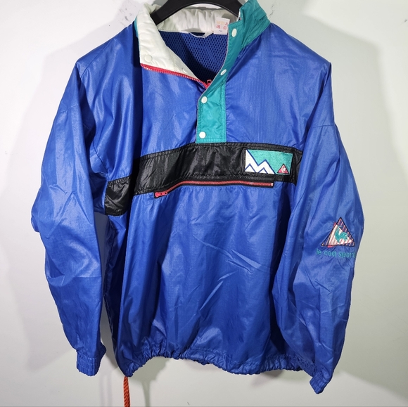 Vintage 90's Le Coq Sportif Rooster Kangaroo Pocket Quarter Zip Light Jacket! - Picture 1 of 7